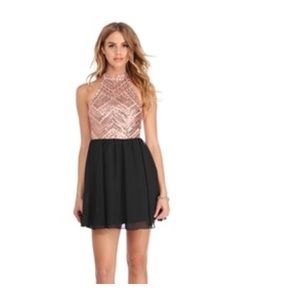 Tori Pink Chiffon Halter Dress.